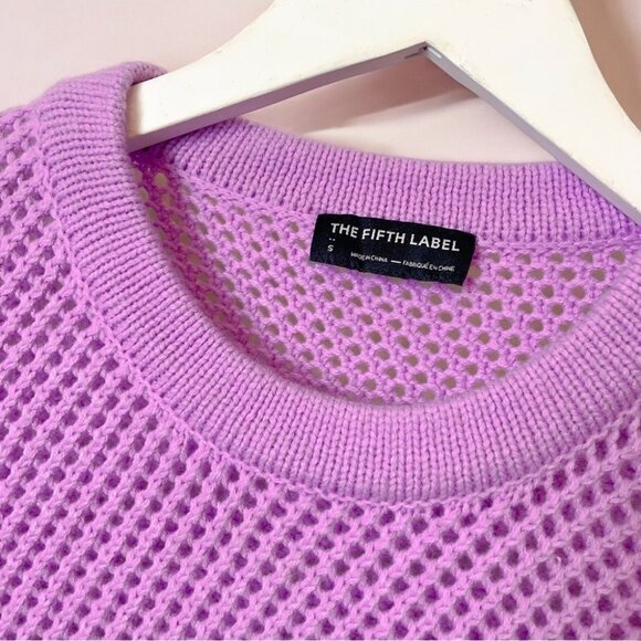 The Fifth Label Lilac Mesh Pull Over Sweater Knit Top - Picture 3 of 6